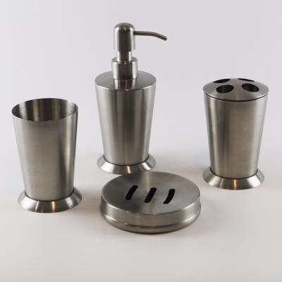 China 4 Pcs Stainless Steel Metal Household Hotel Soap Dispenser Sanitary Accessories Sanitary Set for sale