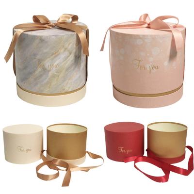 China Custom Recyclable New Arrival Waterproof Recyclable Round Hat Box Cardboard Rose Flower Box Cardboard Paper Tube Packaging for sale