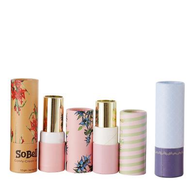 China Biodegradable Custom Twist Up Eco Friendly Lipstick Paper Tube Deodorant Paper Tube Lipstick Container Lip Balm Tubes for sale