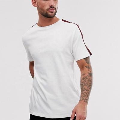 China Guangdong Anti-shrink Luxury Men's White T-shirt To Print Logo Taping for sale