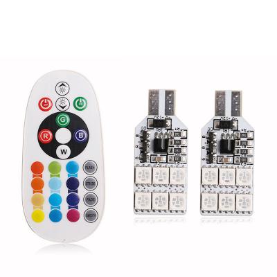 China Remote Controller Interior T10 Car RGB LED Bulb With Multi Color Rotating DRL Light for sale