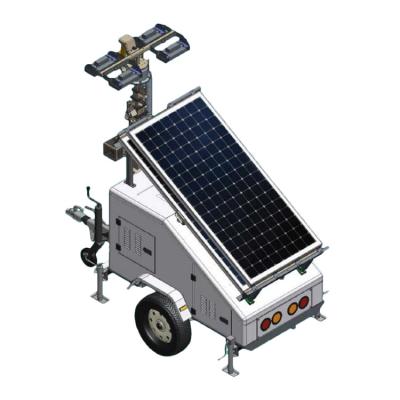 China Mining Energy Saving 4x350w Led Trailer Mounted Solar Light Tower With Rechargeable Battery Generator Sets And for sale