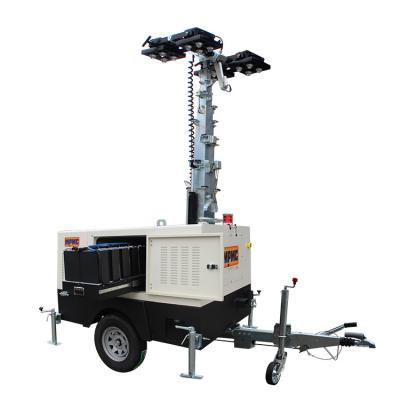 China 4x350w LED mining trailer mounted mobile light tower with rechargeable battery and generator sets for night lighting for sale