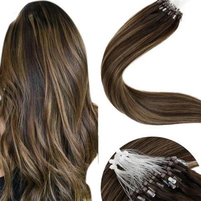 China Dropship 12a Free Sample Premium Mink Microlink Curl Ring Hair Barely Soft Thick Shedding Natural Remy Colored Seamless Extensions for sale