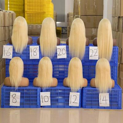 China Real Hair Wigs Blonde Full Lace Front Wig Soft Smooth Thick Shedding Barely Hair for sale