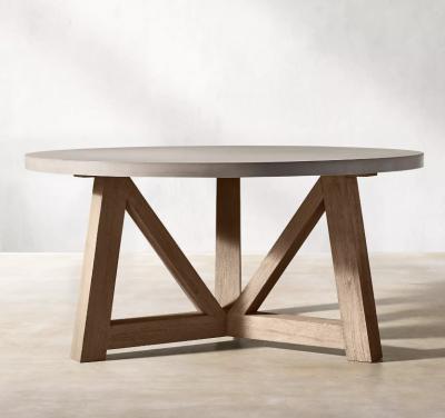 China French Style Eco-friendly Modern Teak Furniture Simple Design Round Dining Table for sale