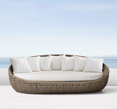 China Contemporary Modern Outdoor Garden Furniture Folding Bed Poolside Rattan Wicker Woven Daybed for sale