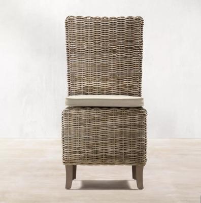 China Eco - Friendly Handwoven Furniture High - Back Rattan Garden Side Chair With Cushion for sale