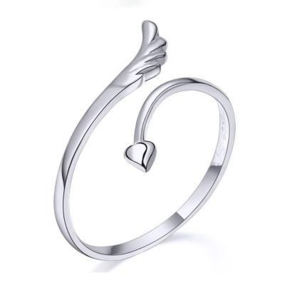 China Wholesale Casual/Sporting Angel Wing Rings Silver Plated Wing Rings Lovers Live Angel Wing Rings for sale