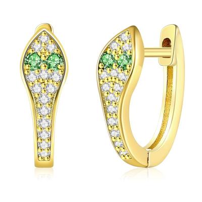 China Fashion Minimalist Gemstone Snake Earring Zirconia 18K Gold Circle Green Stud Earring Trendy Green Stud Earrings For Women Jewelry for sale