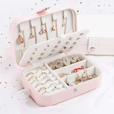 China Wholesale Luxury Leather Organizer Recyclable Travel Velvet PU Jewelry Box Packaging Box Jewelry Ring Earring Jewel Jewelery Case for sale