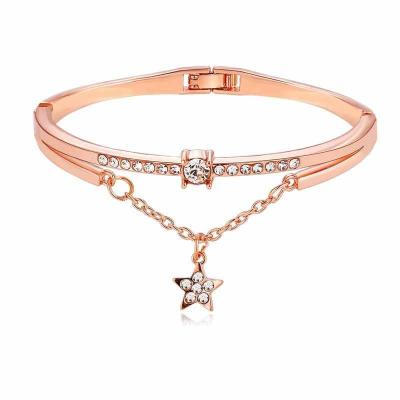 China Fashion Casual/Sporty Geometric Hollow Five-acute Double-Layer Star Bracelet Matching Accessories Crystal Bangle For Women Gift for sale