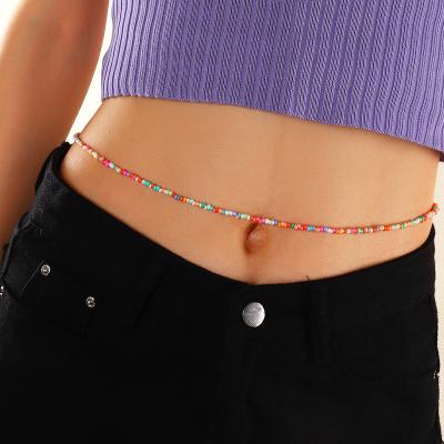 China New Jewelry BOHEMIA bohemian style pearl rice hand made body chain national colorful waist chain for sale