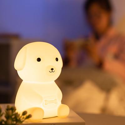 China Portable Cute Soft Touch Baby Night Light Modern LED Nursery Lamp Safe For Kids Children USB Silicone Rechargeable Puppy Night Lamp for sale