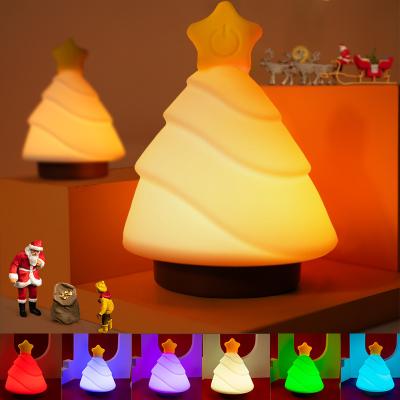 China 2022 Modern Hot Selling Products Unique Toy For Baby Best Quality Rechargeable Kids Christmas Tree Light Cute Soft Silicone Night Lamp for sale