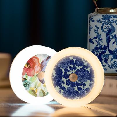 China Modern Chinese Classical Top Blue And White Porcelain Silicone Copper Body Lamp Induction For Decoration Lighting for sale