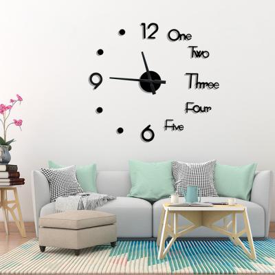 China 3D Radio Wall Clock DIY Sticker Frameless Wall Decoration Living Room Bedroom Office (Gold) for sale