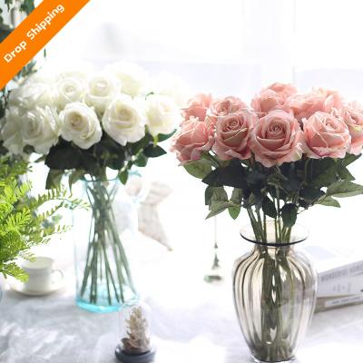 China Waterproof environmental protection red + rose artificial bouquet suitable for home office wedding decoration for sale