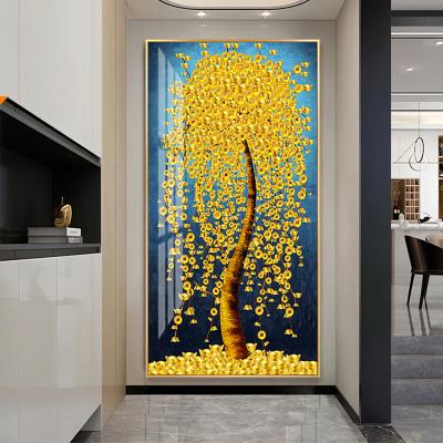 China New JHL decorative painting 5d porcelain tree fortune decoration porch custom classical/postmodern diamonds crystal porcelain for sale