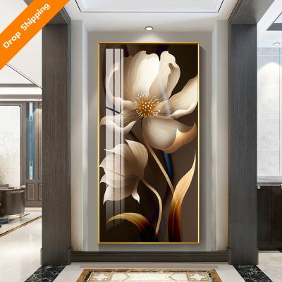 China New classic/postmodern luxury design mounted living room 3d home wall canvas decoration porcelain painting crystal wall art canvas for sale