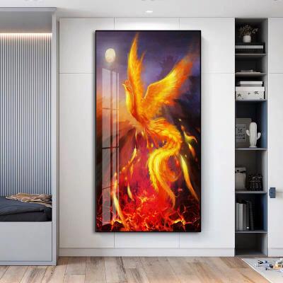 China New decorative wall-mounted corridor Crystal Porcelain Painting 2022 decoration living room entrance new classic/postmodern 5d fire peacock for sale