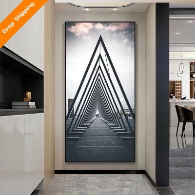 China New Classical/postmodern simple light space trend Art Geometry Entrance Crystal Porcelain luxury decorative painting for sale