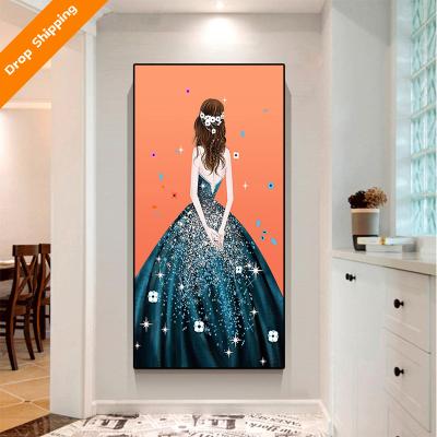 China New fashion classic/postmodern modern abstract art girl decoration bedroom living room porcelain crystal painting for sale