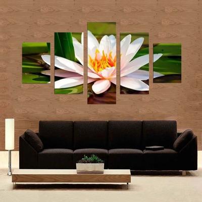 China International Organization for Standardization Floral Modular Wall Art Canvas 5 Panel Modern Hand Painted Painting Wall Decorative Bedroom Frame for sale