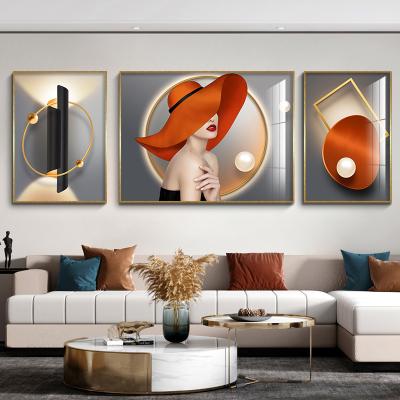 China Wholesale Modern Light Luxury Living Room Decoration Painting Modern Minimalist Abstract Geometric Background Wall Painting for sale