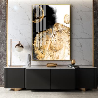 China China Made Modern Decorative Wall Paintings Subtract Decoration Canvas Art Black Gold Home Crystal Porcelain Painting for sale