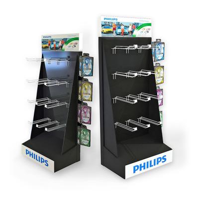 China Custom Multifunctional Cardboard Stand Display With Metal Hooks For Advertising for sale