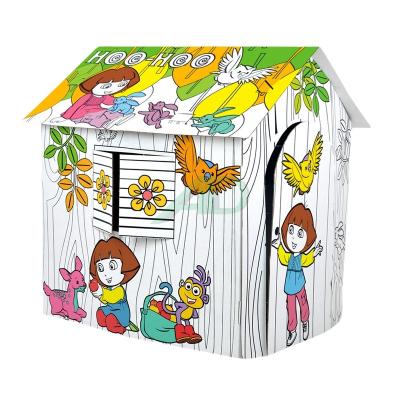 China Durable Foldable Cardboard Playhouse Eco Friendly For Kids Imaginative Play for sale