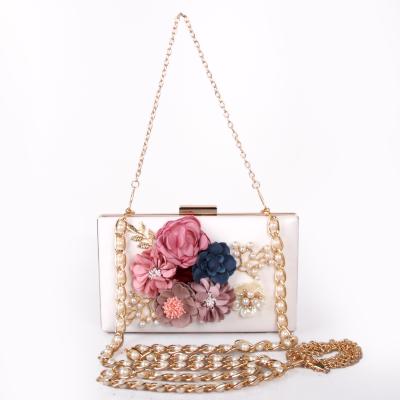 China Eco-Friendly Flower Evening Clutch Women Elegant Cross - Body Shoulder Case Bag Chain Ladies Handbags And Purse for sale