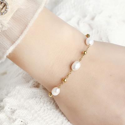 China FASHIONABLE Women's Jewelry Freshwater Clavicle Chain Jewelry HuPo.HuTu.New Gift Waterproof Pearl Plated Pearl Wrapped Stainless Steel Bracelet for sale