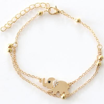 China Wholesale HuPo.HuTu Trendy Summer Fashion New Style Beaded Chain With Elephant Shape Animal Charm Anklet Jewelry For Women Accessory for sale