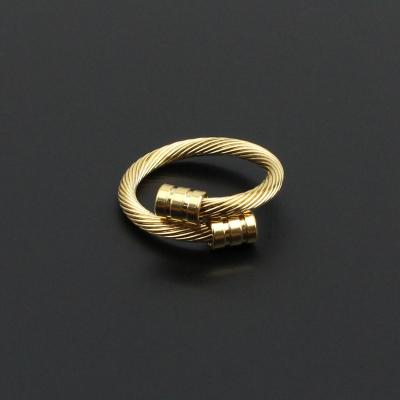 China Jewelry Supply European and American Popular TRENDY Ring Men and Women Simple Opening Waterproof 18K Gold Stainless Steel Rings for sale