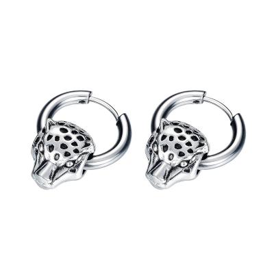 China HuPo.HuTu TRENDY High Quality Jewelry During Daily Life Amazon Hop Style Cool Men's Stainless Steel Earrings Lion Shape Drop Pendant Hip for sale