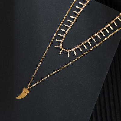 China Office/Pendant Necklace Gold Sweater Chain Necklaces Double Layers Career Necklace Women Bugle Pendant Shape Long Female for sale