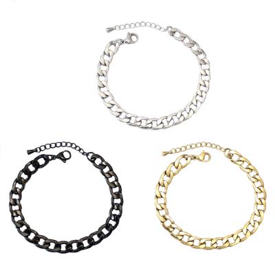 China Stainless Steel Couples Hiphop Cuban Link Bracelet For Man And Women Custom Black Adjustable Bracelet High Quality Chain Luxury Jewelry for sale