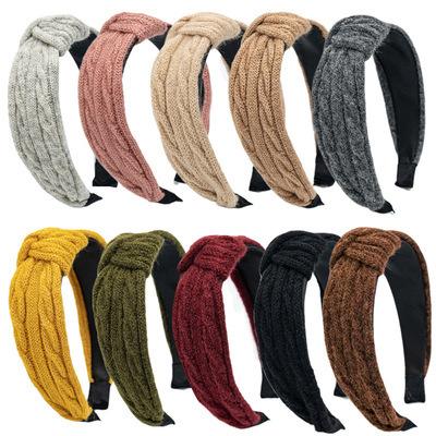 China 2021 Wholesale Fashion Yiwu Hair Accessories Women Korea Fashion Hair Accessory For Girl Party Wide Bow Cross Knot Yarn Wool Headband for sale