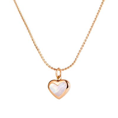 China Fashionable jewelry wholesale women's boutique daily life gifts to friends rose gold shell stainless steel heart-shaped pendant necklace for sale