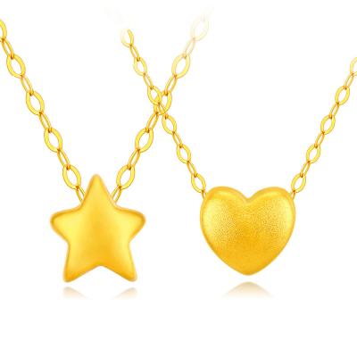 China TRENDY 24k Gold 999 Foot Gold Necklace 3d 5d Female Pendant Set Female Hard Chain Gold Accessories for sale