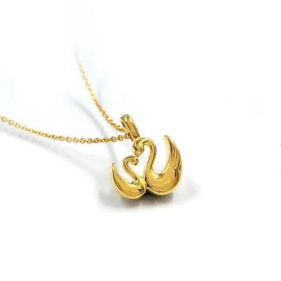 China New 999 Gold Romantic Necklace 2021 Valentine's Day Set Chain Golden Young Swan 5D Pendant Hard Foot Gold Pendant for sale