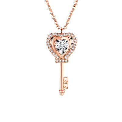 China FASHIONABLE 18k rose chain smart female light luxury titanium temperament diamond necklace key gold love steel necklace for sale