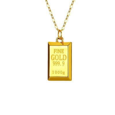 China Hiphop 2023 Golden Feet Wealth Gift Small Gold Pendant 999 Overnight Bar Necklace for sale