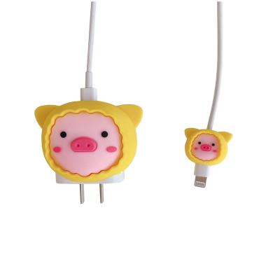 China Cute Silicone/PVC 3D Cartoon Phone Case Cute AC Adapter Case Direct Selling Usb Cable Protector For Iphone for sale