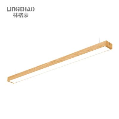 China Linear Light Wood And Aluminum Desk LED Material IP20 Suspended Pendant Light 18w NC for sale