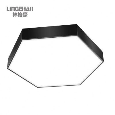 China Hotel/office/living room/dining line hanging lights 28W/48W Geometric Hexagon Hexagon Light Single LED Lighting Office Desk for sale