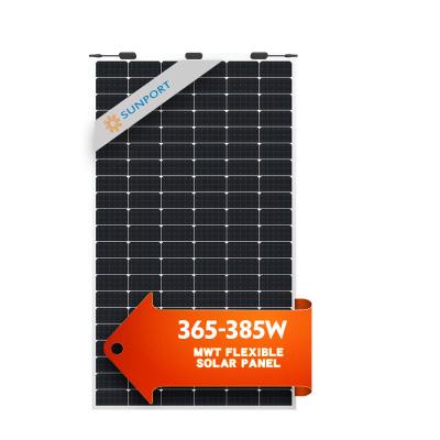 China Sunport Flexible Power MWT 365W-385W PV Module Solar Panel Home For Farm System Solar Panel Price 126 (21x6) for sale