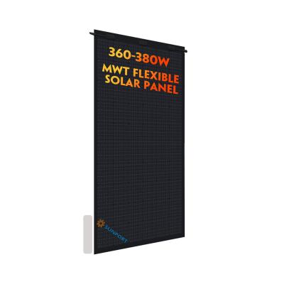 China Wholesale Factory Price Sunport Power 360-380W MWT Flexible Black Solar Panel (Black) Full Sheet Monocrystalline for sale